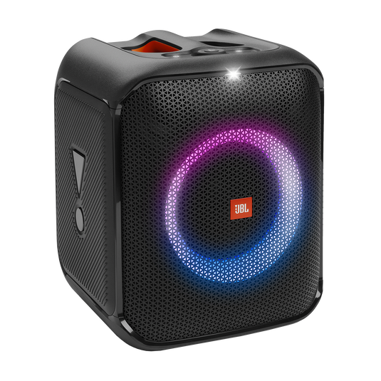 JBL Partybox Encore Essential - Black - Portable party speaker with powerful 100W sound, built-in dynamic light show, and splash proof design. - Hero image number null