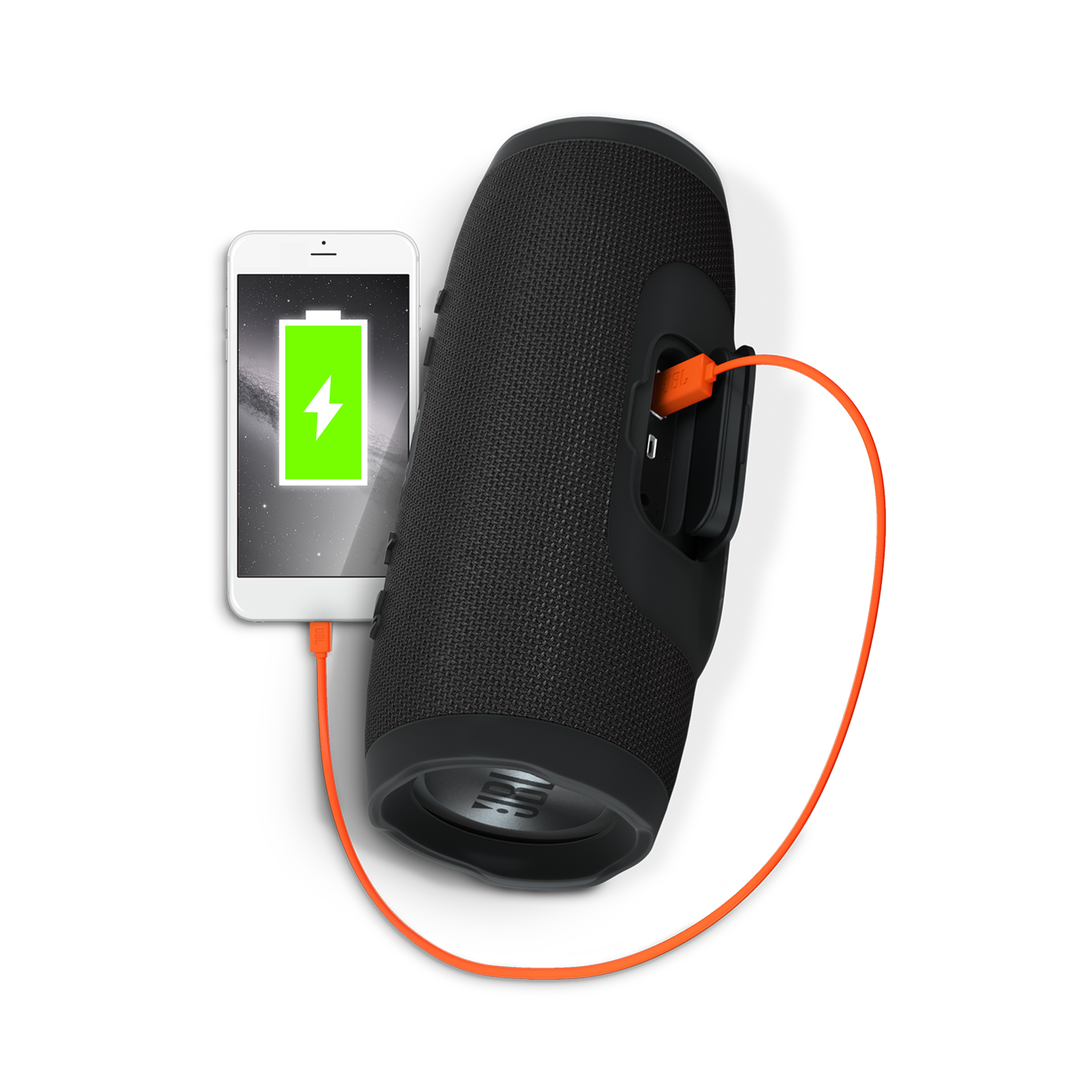 JBL Charge 3 - Black - Full-featured waterproof portable speaker with high-capacity battery to charge your devices - Detailshot 1